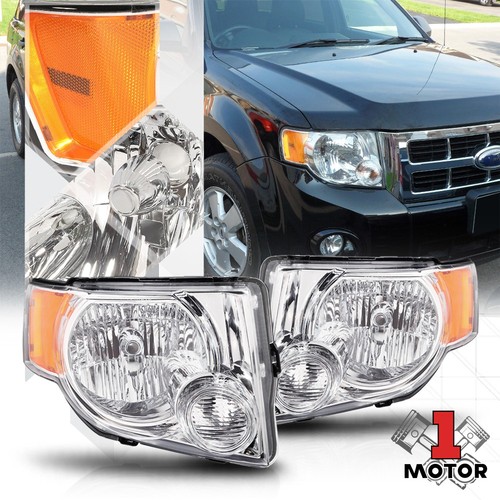 Chrome Housing Headlight Amber Corner Signal Reflector for 08-12 Ford Escape - 第 1/5 張圖片