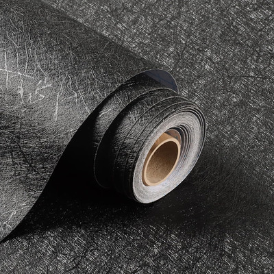 17'' X 118'' Black Silk Wallpaper Peel and Stick, Embossed Textured Self Adhesive 