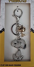 BNIB Peanuts Snoopy  Woodstock Pave 3D Bling Keychain/Bag Charm Purse