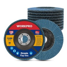 WORKPRO 10PC 4-1/2" Flap Disc Zirconia Grinding Wheel Flap Sanding Disc 120 Grit