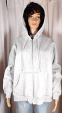 Womens Gray Full Zip Hoodie Sweatshirt Kangaroo Pocket Loungewear Layering