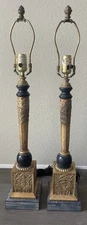 Set of Vintage Lampcrafters Lexington NC Carved | Gilt Wood | Neoclassical Lamps
