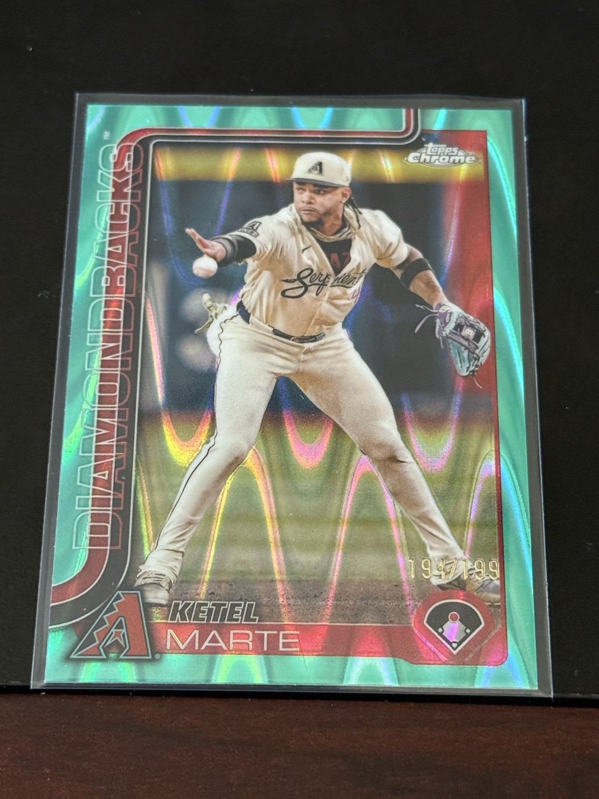 2025 Topps Chrome - Ketel Marte #35 Aqua Raywave Refractor 194/199