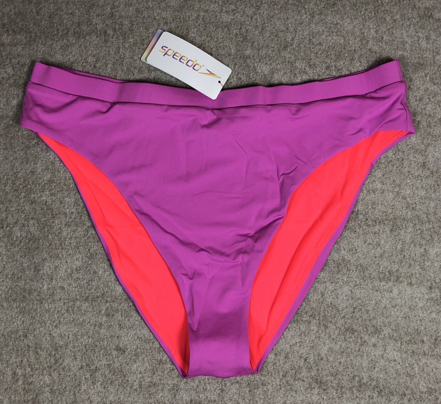 Speedo High Waist Bikini Bottoms Purple XXL UK 18 20 High Leg Cheeky FLU3NTE