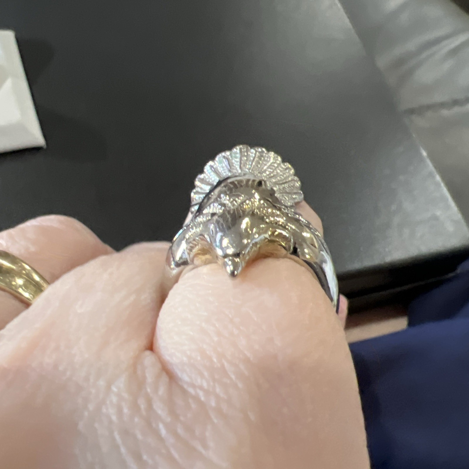 sterling silver Eagle Ring Size 9 Unique Ring Uni… - image 12