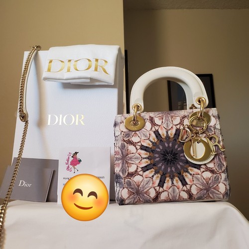 Lady Dior Calfskin Printed Embroidered Beaded gold h w Mini bag Kaleidiorscopic