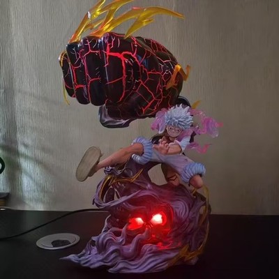 Anime ONE PIECE Nika Luffy MJ Red Explosive Fist LED Toy Collectible Statue 35CM