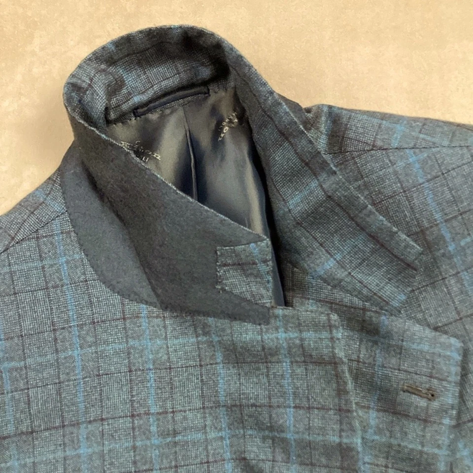 KITON Pure Cashmere Sport Coat Blazer Jacket Glen Plaid 52/42 Short - Image 3 of 4