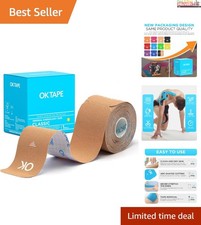 20 Strips of Beige Precut Kinesiology Tape - Latex-Free, Water-Resistant Support