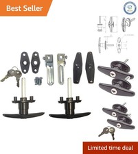 T-Handle Lock Set - Secure Black Metal Key Lock with Installation Components