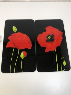 Cover plate set poppy glass for all types of stoves, scratch-resistant, 30x52 cm