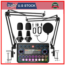 Podcast Equipment Bundle for 2,Audio Interface with Podcast Microphone for Smart