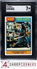 1976 TOPPS #1 HANK AARON BREWERS HOF RECORD BREAKER SGC 7