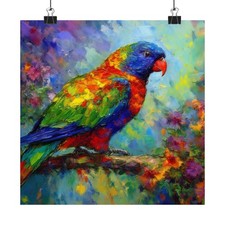 Single Australian Rainbow Lorikeet Bird Oil Painting Print | Wall Print 