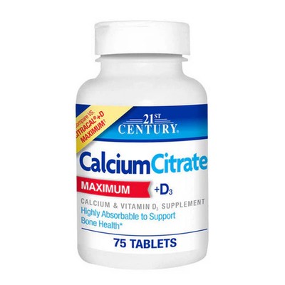 Calcium Citrate + D3 75 Tabs  by 21st Century