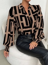 Print Lantern Sleeve Shirt