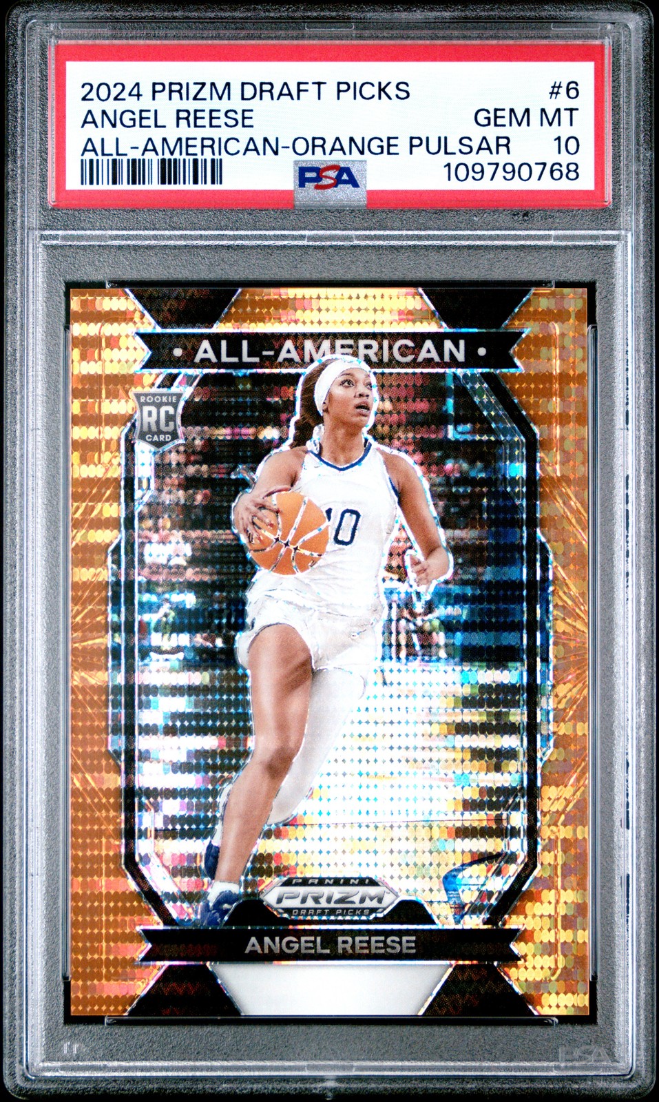 2024 PANINI PRIZM DRAFT PICKS ORANGE PULSAR #6 ANGEL REESE ROOKIE RC /49 PSA 10