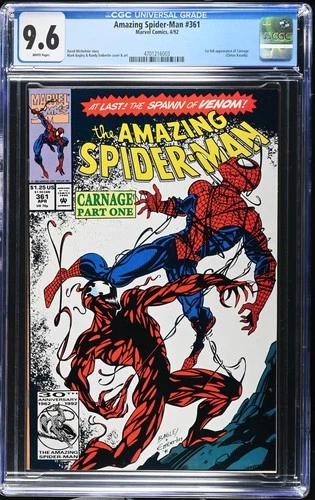 Amazing Spider-Man #361 CGC 9.6 White Pages 1st Carnage Key 1992