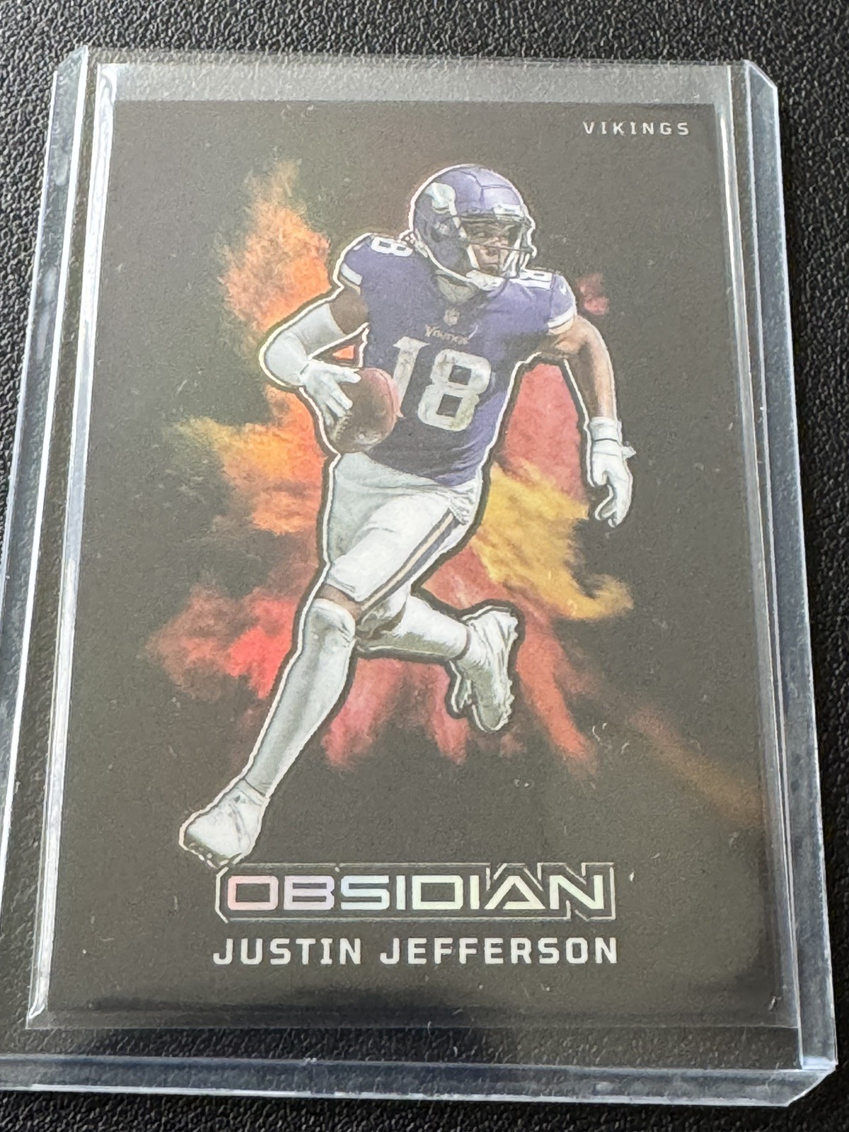 JUSTIN JEFFERSON BLACK COLOR BLAST 2023 PANINI OBSIDIAN SSP CASE HIT VIKINGS