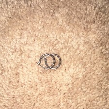 Silver Tone Small Hoop Fashion Earrings Metal Round Lobe Continuous Hoop Closure