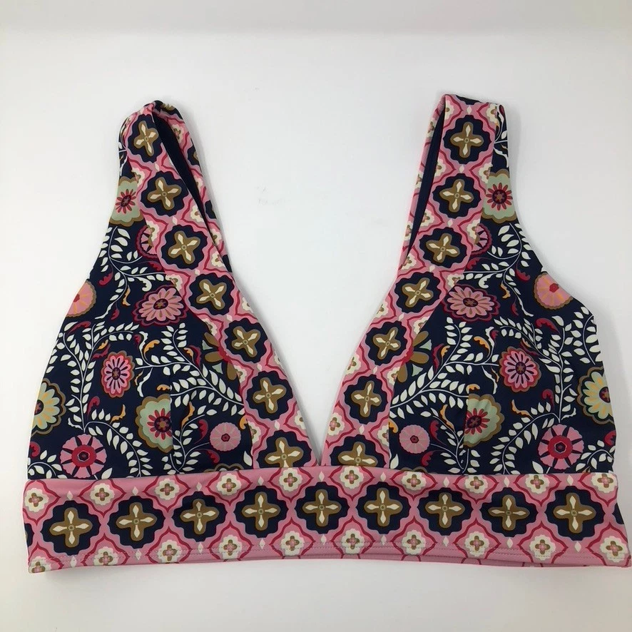 Boden Porto Bikini Oberteil Größe 16-18 Marine Rosa Blumenmuster