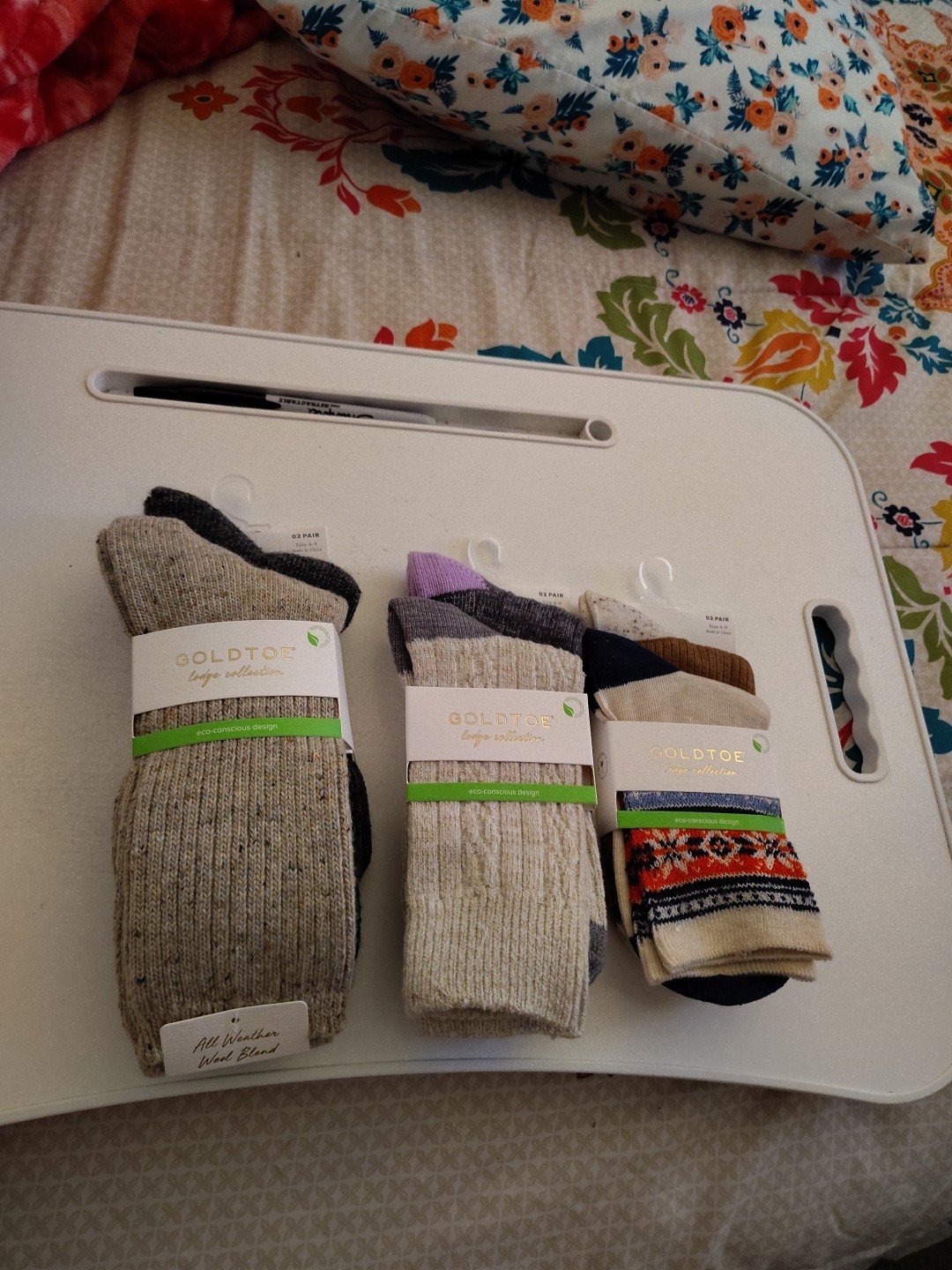 Set Of ThreeGold Toe Women's Lodge Collection Terry Camp Socks