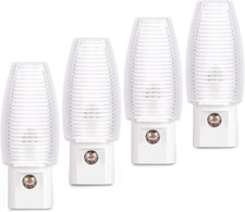 Plug-In Night Light, Dusk to Dawn Sensor, Warm White, 4 Pack
