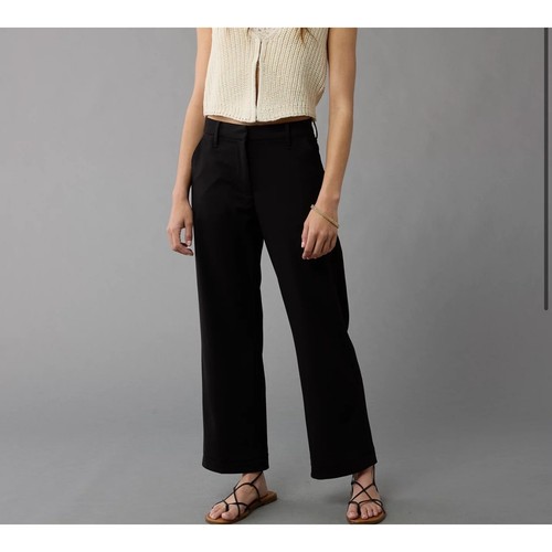Schwarze AE Stretch High-Waisted Ofenrohr Knöchel Hose Gr. 16 kurz