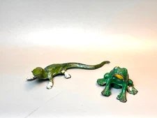 Vintage Metal Lizard / Monitor and Frog, Johillco or Pixyland Kew