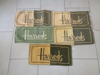 Vintage Harrods Knightsbridge Bar Towel green gold Lot of 5