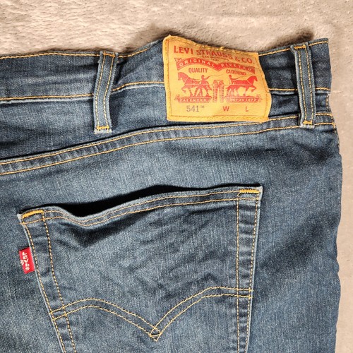 Levi's 541 Jeans Men's 48X28 (Tag 48X30) Blue Zip Up Straight Wide Leg - Picture 16 of 18