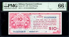 MPC Series 471 Military Payment Certificate $10 Ten Dollar PMG Gem 66EPQ
