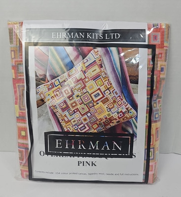 New Ehrman Kits LTD Overlapping Squares Pink Tapestry Needlepoint Kit NIP Rare