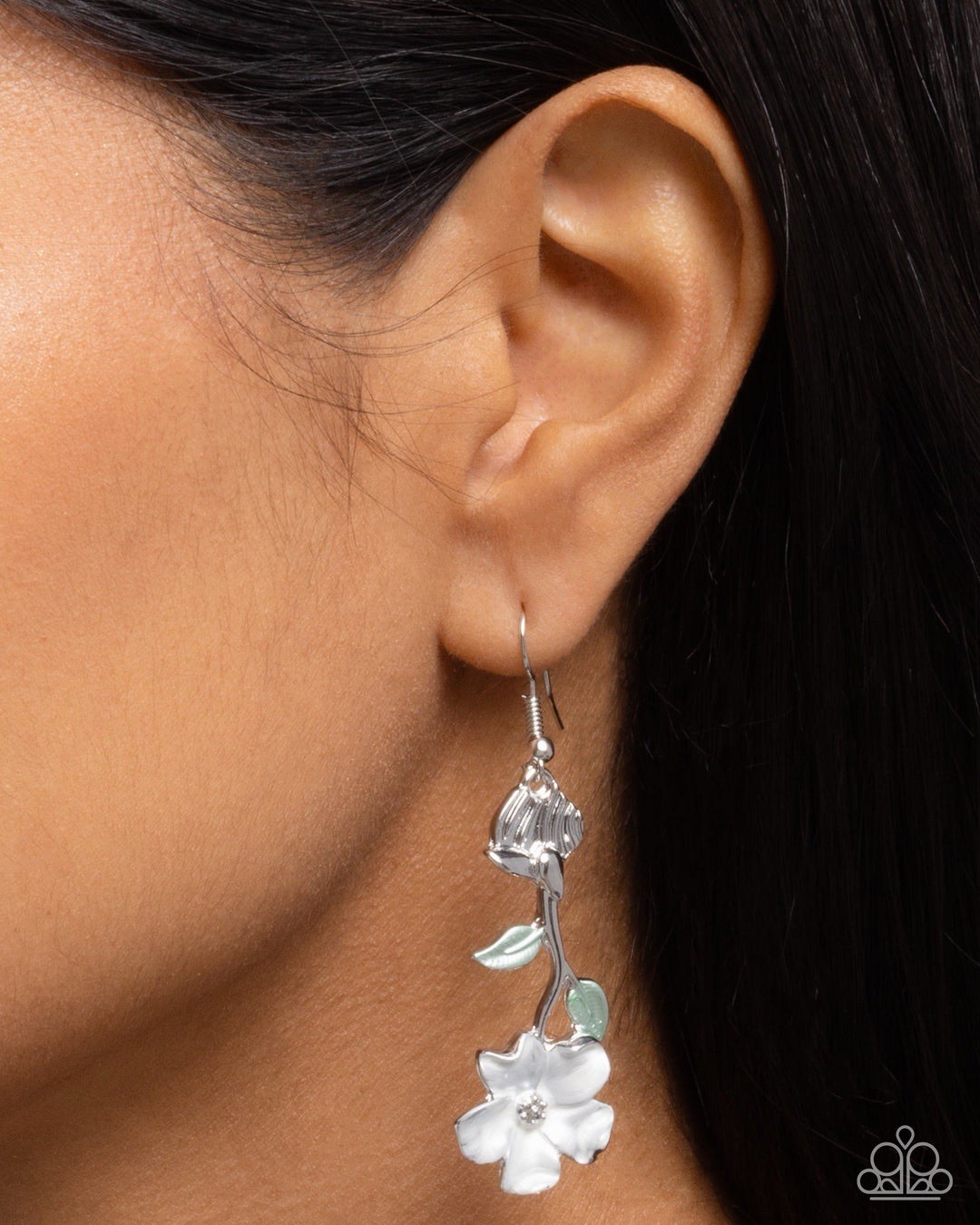 New Paparazzi Jewelry-Flourishing Activity Earring-White