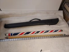 Vintage  2 Pc  "Wizard" Pool Cue - Americana Red/White/Blue  57” - 19.4oz w/case
