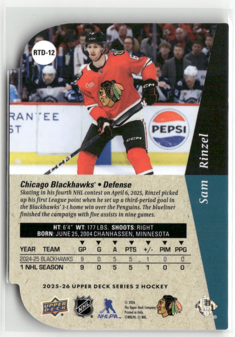 2025-26 Upper Deck #RTD-12 Sam Rinzel 1994-95 Rookie Tribute Die