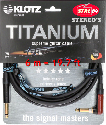 KLOTZ Titanium Supreme Gitarre Kabel TIR0600PSP 6 M Jack Silent Krümmer +Gold