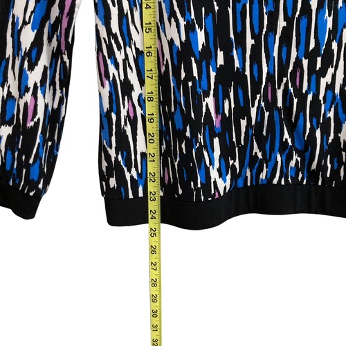 Worthington Petite Bluse Damen Gr. P-Med Reißverschluss hinten Gummiband Stretch Leopard - Bild 6 von 9