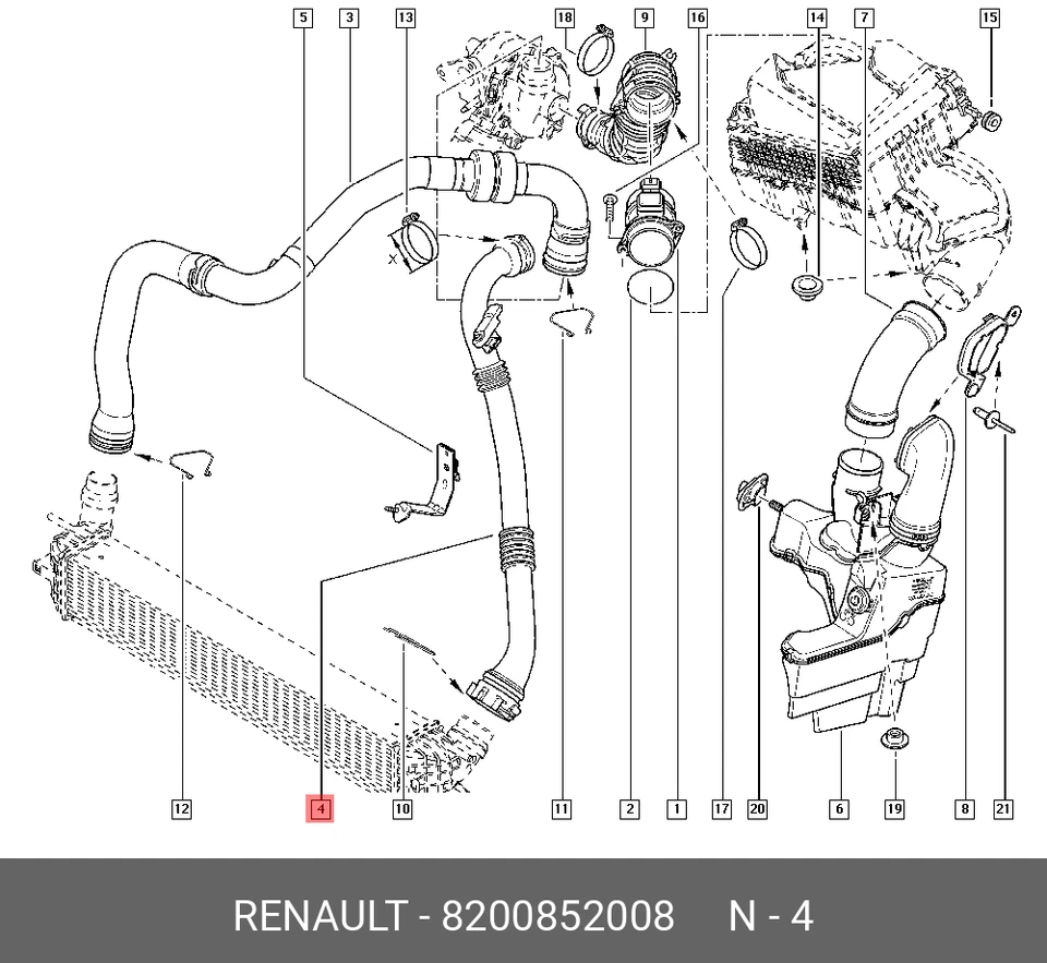 Turbo hose intercooler hose Renault Laguna III 1.5 Dci 8200852008 8200786662 - Image 4 of 4