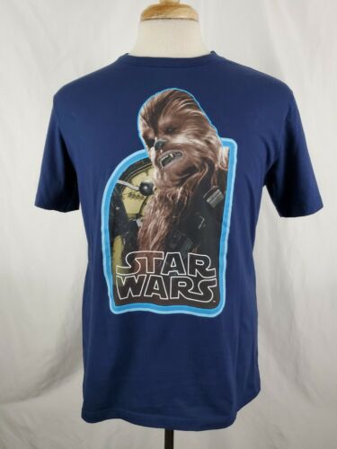 T-shirt Star Wars Chewbacca look retrò grande blu misto cotone Lucas, motore pazzo - Foto 4 di 8