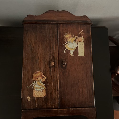 Antique Salesman Sample Wood Table Top Cabinet Miniature Doll Furniture Armoire - Picture 17 of 24