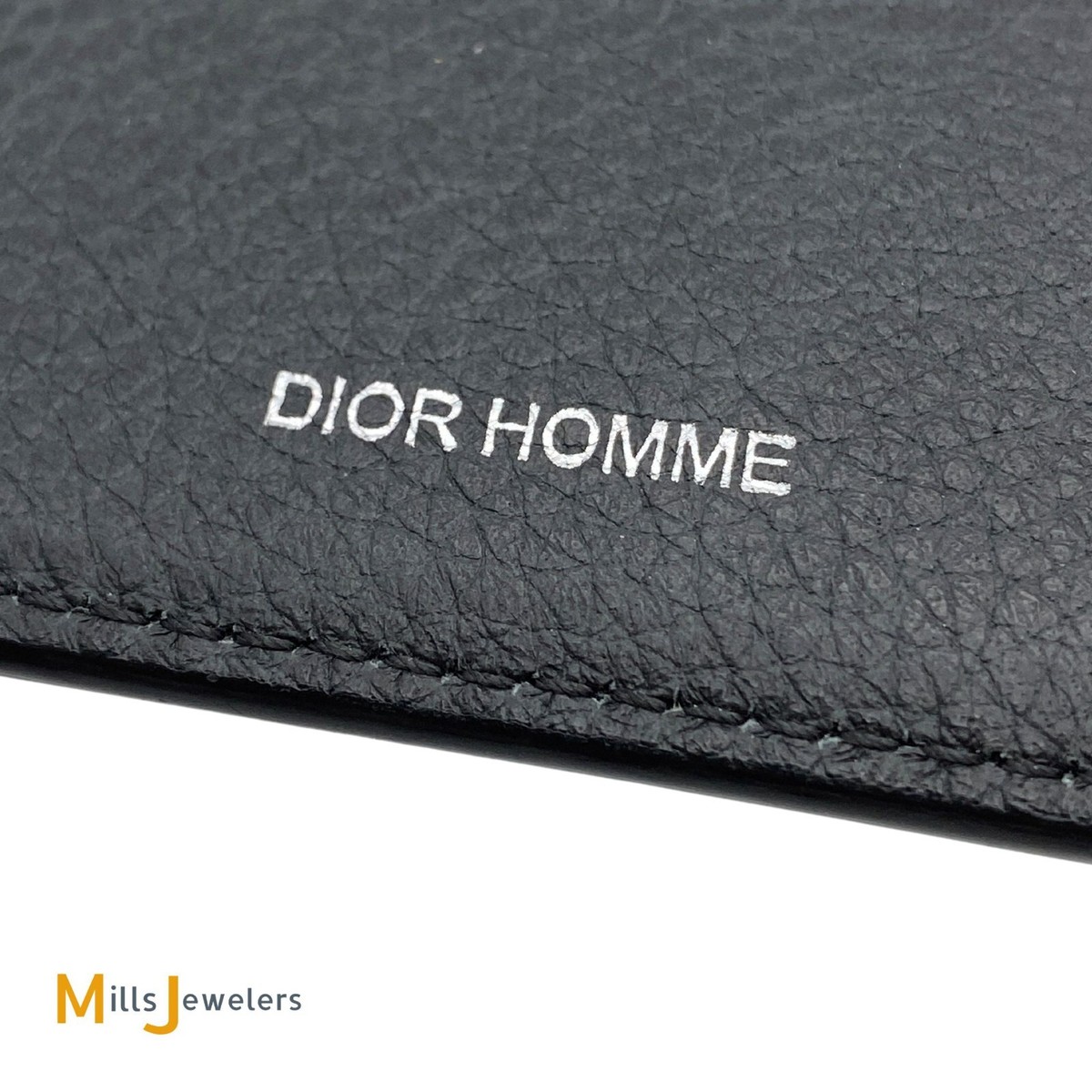Dior Homme Black Grained Calfskin Leather 16-Card Vertical Bifold  display picture 1