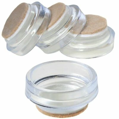 4 x PADDED CASTOR CUPS FELT BOTTOM CLEAR FLOOR PROTECTORS Chair/Sofa/Leg Small