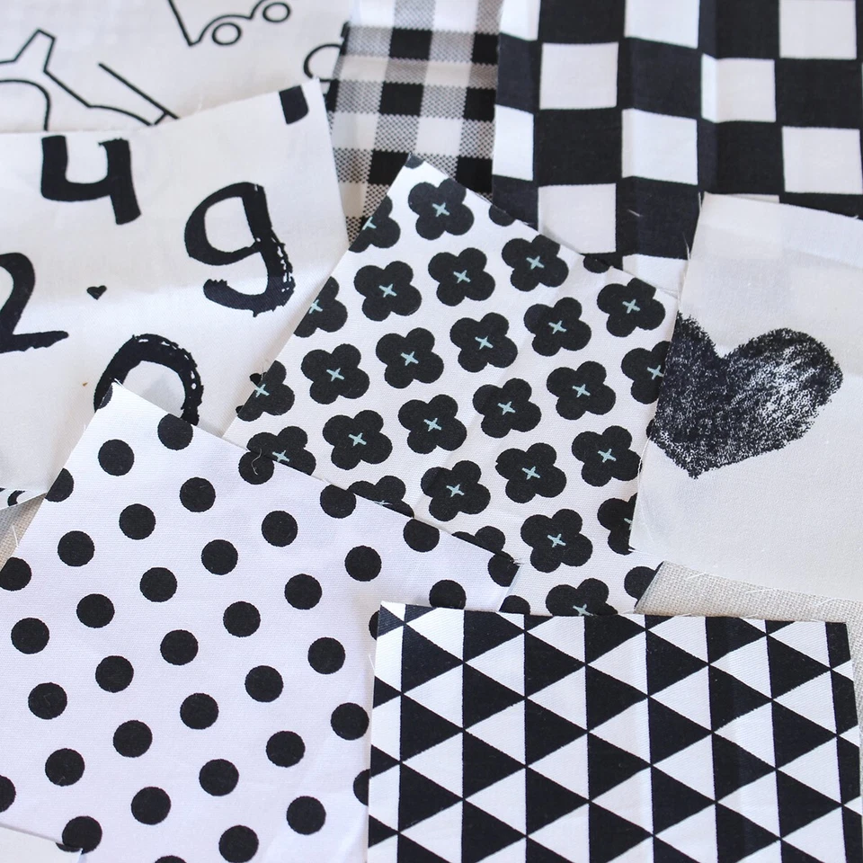 100 черно-белых предварительно нарезанных 4-дюймовых квадратов хлопчатобумажной ткани для квилтинга обрезков шитья рукоделия - Изображение 4 из 4