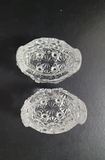Set of 2 Clear Glass Oval Daisy & Button Round Tub Shaped Open Salt Cellar Dish