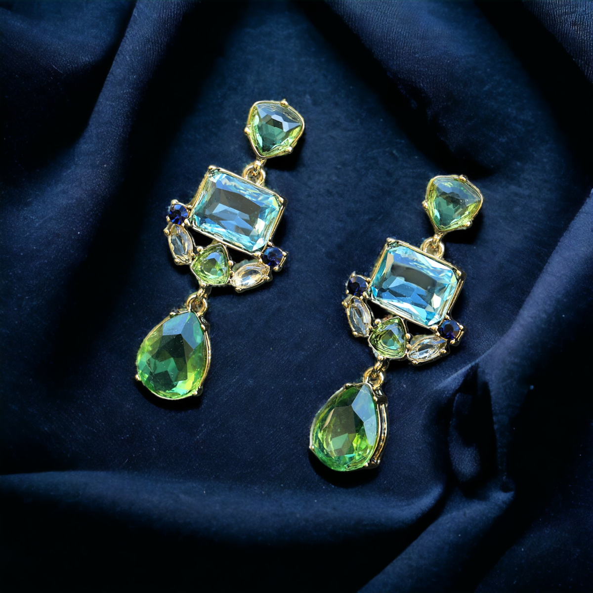 Ancienne Art deco boucle d'oreille argent 925 Saphir bleu (Gebraucht