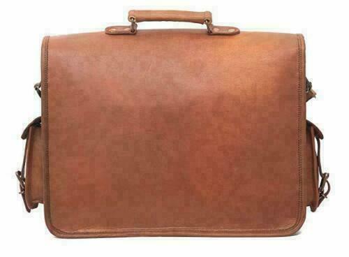Men's Vintage Genuine Leather Brown Laptop Shoulder Bag Satchel Messenger Bag