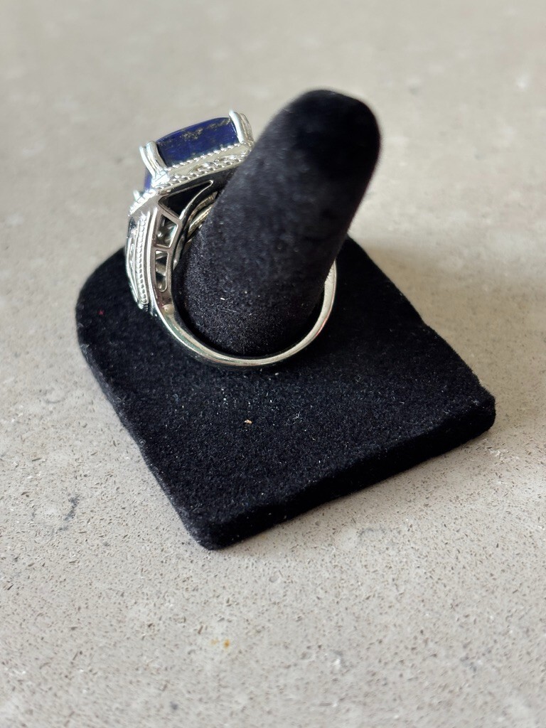 Lapis Rectangular Stainless Steel Statement Ring … - image 4