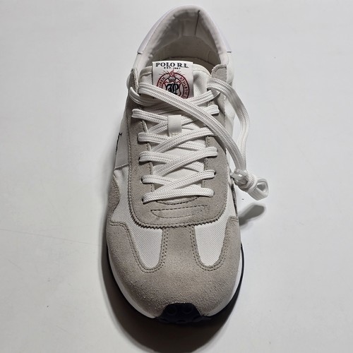 Polo Ralph Lauren uomo taglia 11 treno 85 sneakers bianco grigio scarpe scamosciate nuove con scatola - Foto 12 di 13