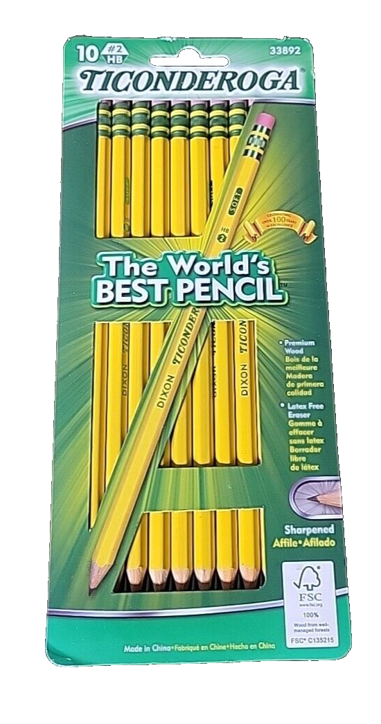 Ticonderoga No. 2 Soft Black Lead Pencils Yellow Pack of 10 (33892)-image
